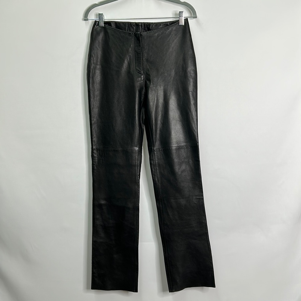 Bebe genuine buttery soft leather 9” rise straight leg pants